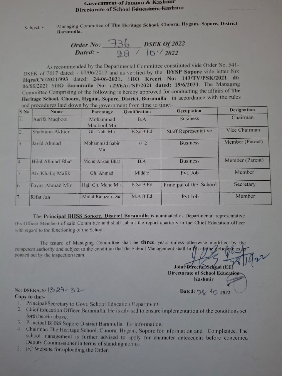 Managing Committee Approval