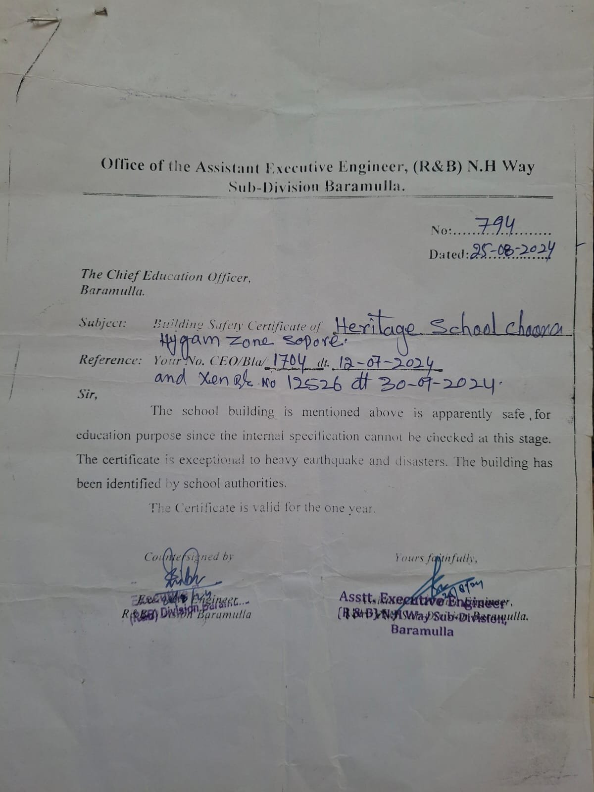 Building Safety Certificate